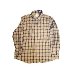 Filson Shirt Mens Large Blue Brown Plaid Flannel Button Down Long Sleeve WORN